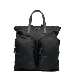 PRADA - Black Nylon Leather Backpack